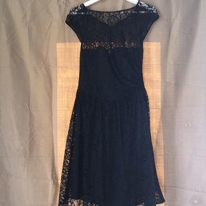 MATERNITY formal black lace midi dress